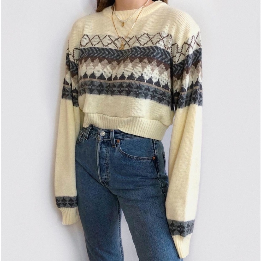 Vintage Nordic Cropped/Reworked Sweater